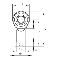 桿端軸承 GIKSR20-PS, 根據(jù) DIN ISO 12 240-4 標(biāo)準(zhǔn)，特種鋼材料，帶右旋內(nèi)螺紋，免維護(hù)