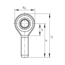 桿端軸承 GAKSR20-PS, 根據(jù) DIN ISO 12 240-4 標(biāo)準(zhǔn)，特種鋼材料，帶右旋外螺紋，免維護