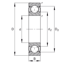 深溝球軸承 6203-C-2Z, 修正的內(nèi)部結(jié)構(gòu)（C 代），根據(jù) DIN 625-1 標(biāo)準(zhǔn)的主要尺寸，兩側(cè)間隙密封