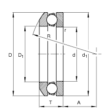 推力深溝球軸承 53200, 根據(jù) DIN 711/ISO 104 標(biāo)準(zhǔn)的主要尺寸，單向，帶球面軸承座圈，可分離