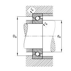 推力角接觸球軸承 BSB055120-T, 單向，接觸角 α = 60°，限制公差