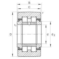 支撐型滾輪 PWTR2562-2RS, 滿裝滾子，軸向引導(dǎo)，兩側(cè)唇密封