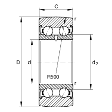 滾輪 LR50/7-2RSR, 雙向，兩側(cè)密封