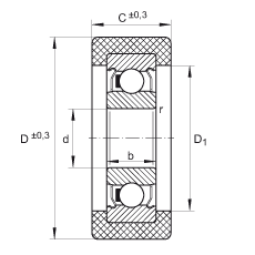 滾輪 KLRZ10X30X10-2Z, 帶塑料箍，兩側(cè)密封