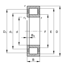 圓柱滾子軸承 NUP330-E-M1, 根據(jù) DIN 5412-1 標(biāo)準(zhǔn)的主要尺寸, 定位軸承, 可分離, 帶保持架