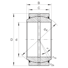 關(guān)節(jié)軸承 GE160-DO-2RS, 根據(jù) DIN ISO 12 240-1 標(biāo)準(zhǔn), 需維護(hù)，兩側(cè)唇密封