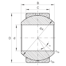 關(guān)節(jié)軸承 GE10-PB, 根據(jù) DIN ISO 12 240-1 標(biāo)準(zhǔn)，尺寸系列 K，需維護(hù)