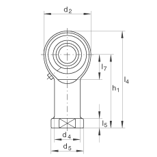 桿端軸承 GIKL20-PB, 根據(jù) DIN ISO 12 240-4 標(biāo)準(zhǔn)，帶左旋內(nèi)螺紋，需維護(hù)