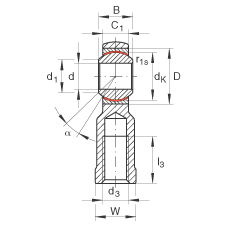 桿端軸承 GIKL14-PW, 根據(jù) DIN ISO 12 240-4 標(biāo)準(zhǔn)，帶左旋內(nèi)螺紋，需維護(hù)