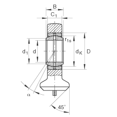 液壓桿端軸承 GK45-DO, 根據(jù) DIN ISO 12 240 標(biāo)準(zhǔn)，帶焊接面，需維護(hù)