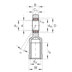 桿端軸承 GIL8-UK, 根據 DIN ISO 12 240-4 標準，帶左旋內螺紋，需維護