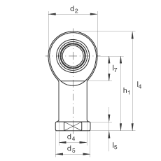 桿端軸承 GIL8-UK, 根據 DIN ISO 12 240-4 標準，帶左旋內螺紋，需維護