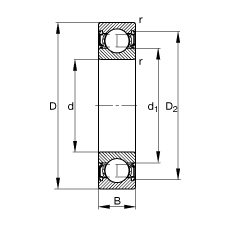 深溝球軸承 61803-2RSR, 根據(jù) DIN 625-1 標(biāo)準(zhǔn)的主要尺寸, 兩側(cè)唇密封