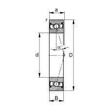 主軸軸承 HSS7006-C-T-P4S, 調(diào)節(jié)，成對安裝，接觸角 α = 15°，兩側(cè)唇密封，非接觸，加嚴公差