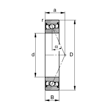 主軸軸承 HSS71918-E-T-P4S, 調節(jié)，成對安裝，接觸角 α = 25°，兩側唇密封，非接觸，限制公差