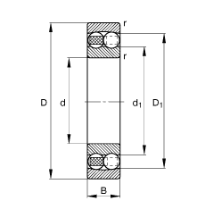 自調(diào)心球軸承 2211-TVH, 根據(jù) DIN 630 標(biāo)準(zhǔn)的主要尺寸