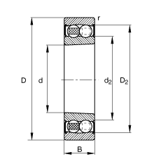 自調(diào)心球軸承 2208-K-2RS-TVH-C3, 根據(jù) DIN 630 標(biāo)準(zhǔn)的主要尺寸, 錐孔，錐度 1:12，兩側(cè)唇密封