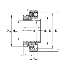 自調(diào)心球軸承 1317-K-M-C3 + H317, 根據(jù) DIN 630 和 DIN 5415 標(biāo)準(zhǔn)的主要尺寸, 帶錐孔和緊定套