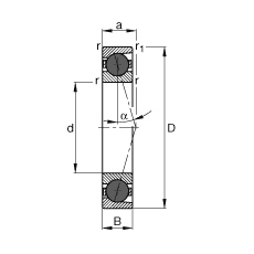 主軸軸承 HCB71904-C-T-P4S, 調(diào)節(jié)，成對(duì)或單元安裝，接觸角 α = 15°，陶瓷球，限制公差