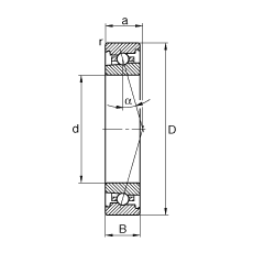 主軸軸承 HS71909-C-T-P4S, 調(diào)節(jié)，成對(duì)安裝，接觸角 α = 15°，限制公差