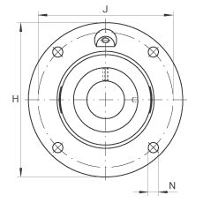 軸承座單元 TME75, 帶四個(gè)螺栓孔的法蘭的軸承座單元，定心凸出物，鑄鐵，偏心鎖圈，T 型密封