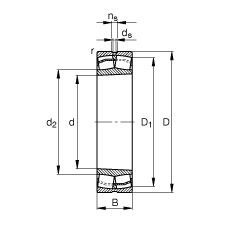 調心滾子軸承 24122-E1-K30, 根據(jù) DIN 635-2 標準的主要尺寸, 錐孔，錐度 1:30