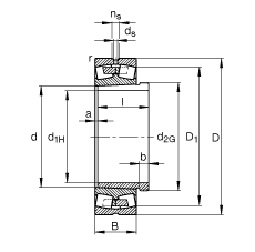 調(diào)心滾子軸承 23292-K-MB + AHX3292G, 根據(jù) DIN 635-2 標(biāo)準(zhǔn)的主要尺寸, 帶錐孔和退卸套